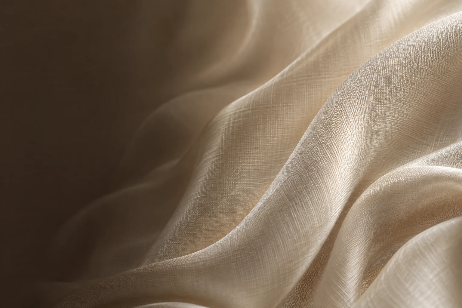 Ivory bamboo-style woven fabric with softly flowing folds