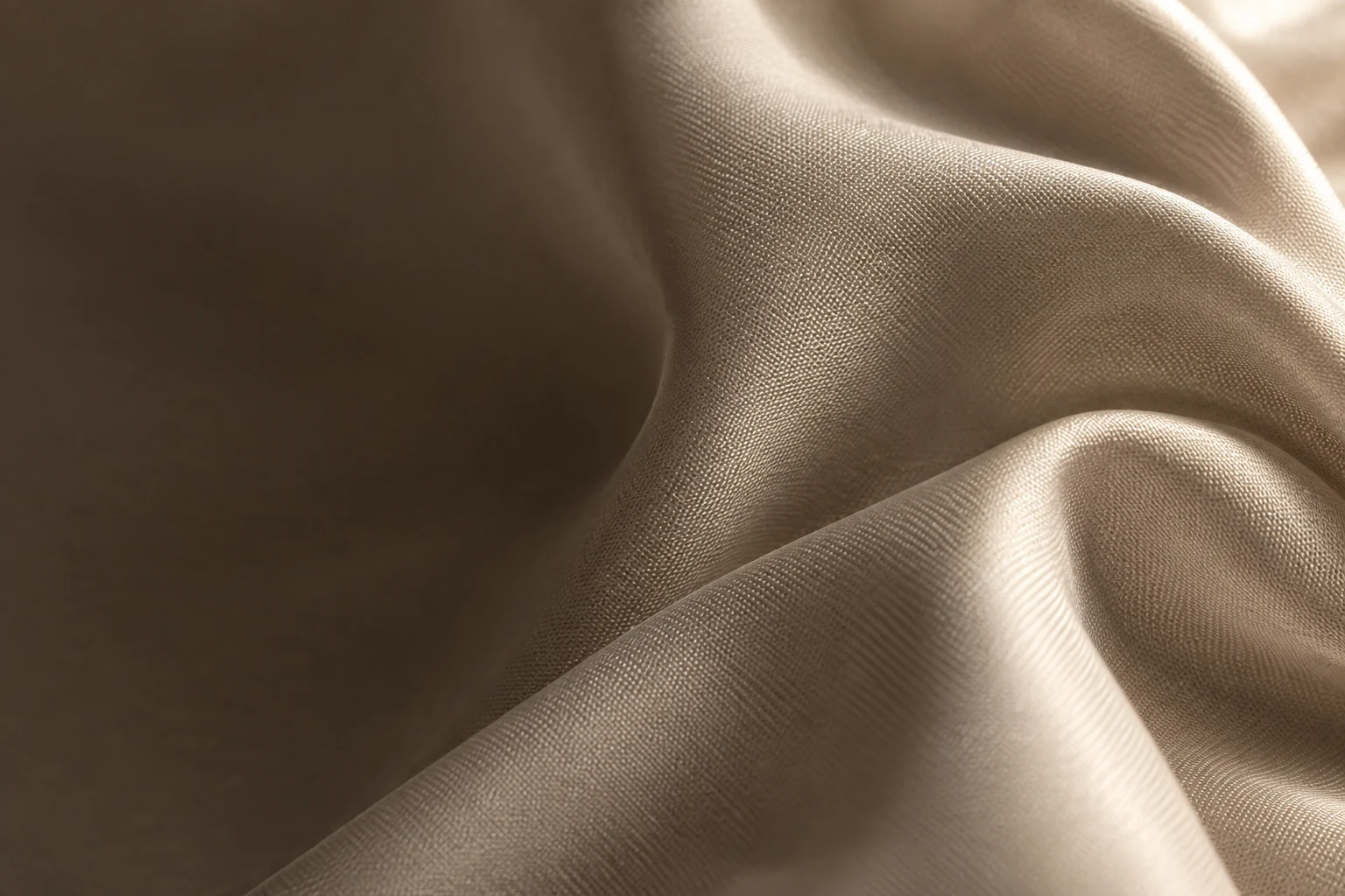 Warm ivory polyester fabric with smooth even folds