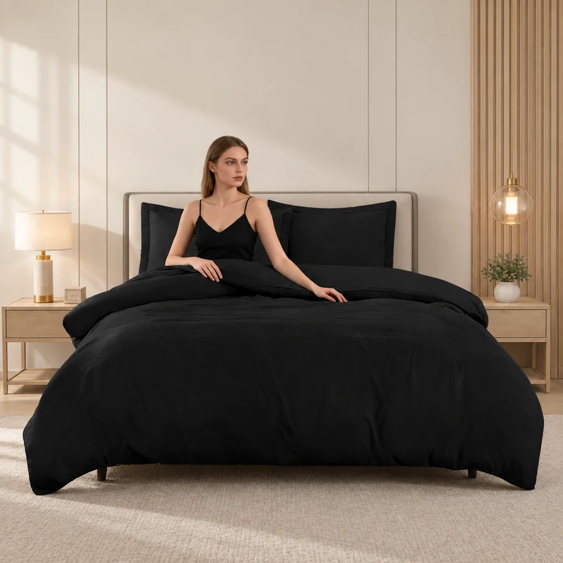 Brushed button duvet cover set