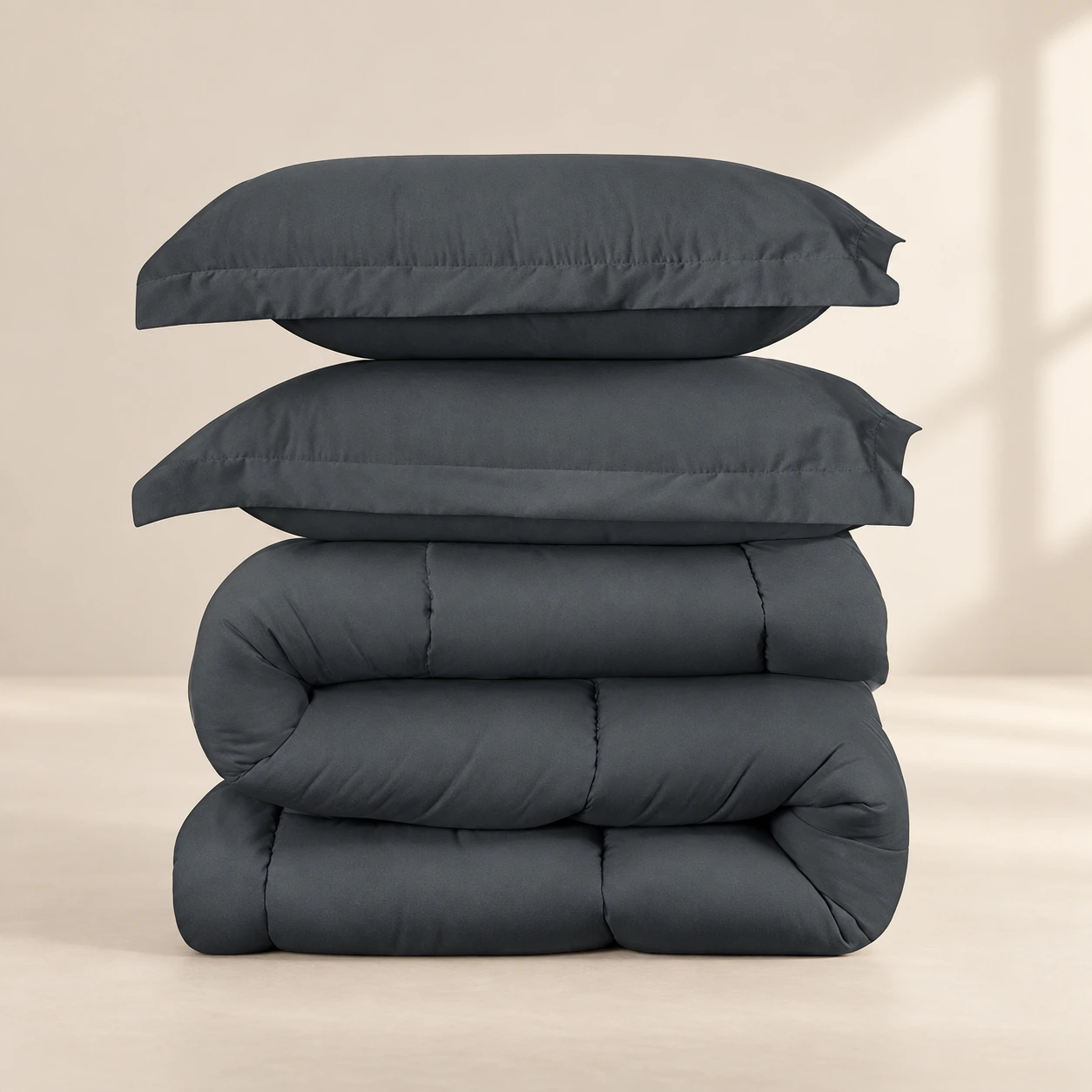 Brushed three-piece comforter set