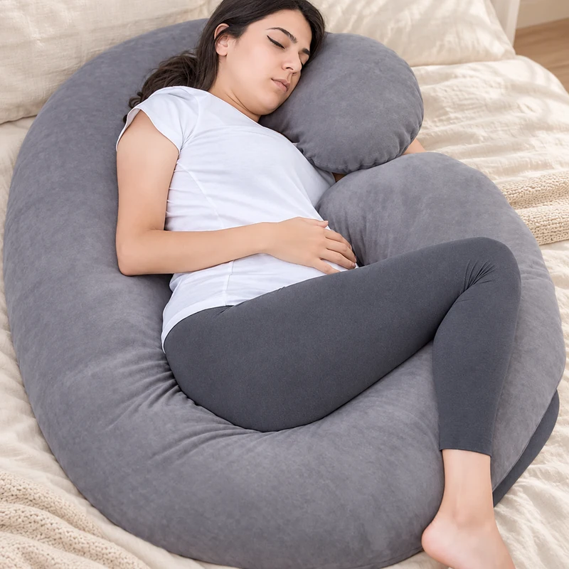 C-shaped zip-cover maternity pillow