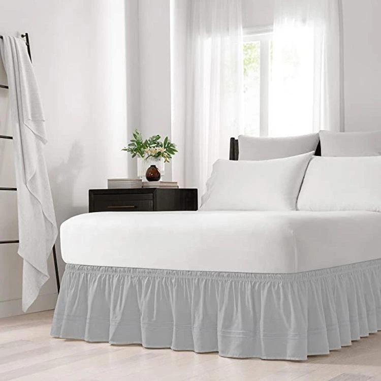Cotton-blend striped ruffle bed skirt