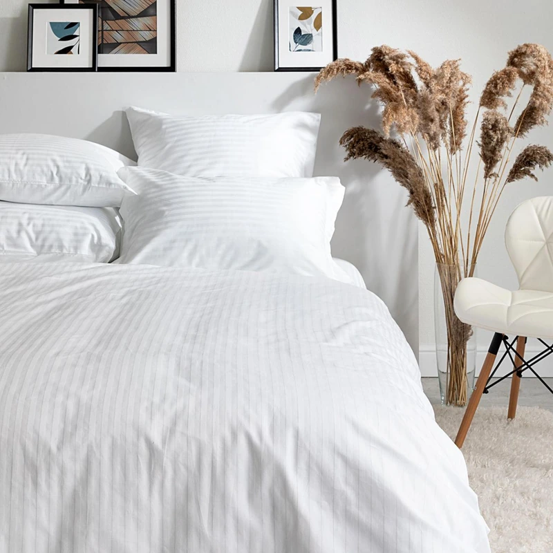 Cotton satin-stripe bedding set