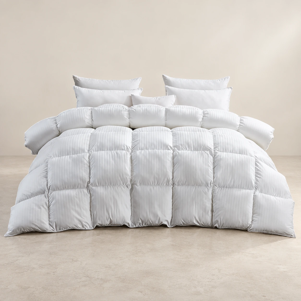 Cotton satin-stripe fiberfill duvet