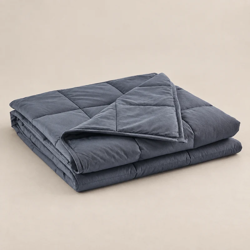 Cotton square-quilted weighted blanket