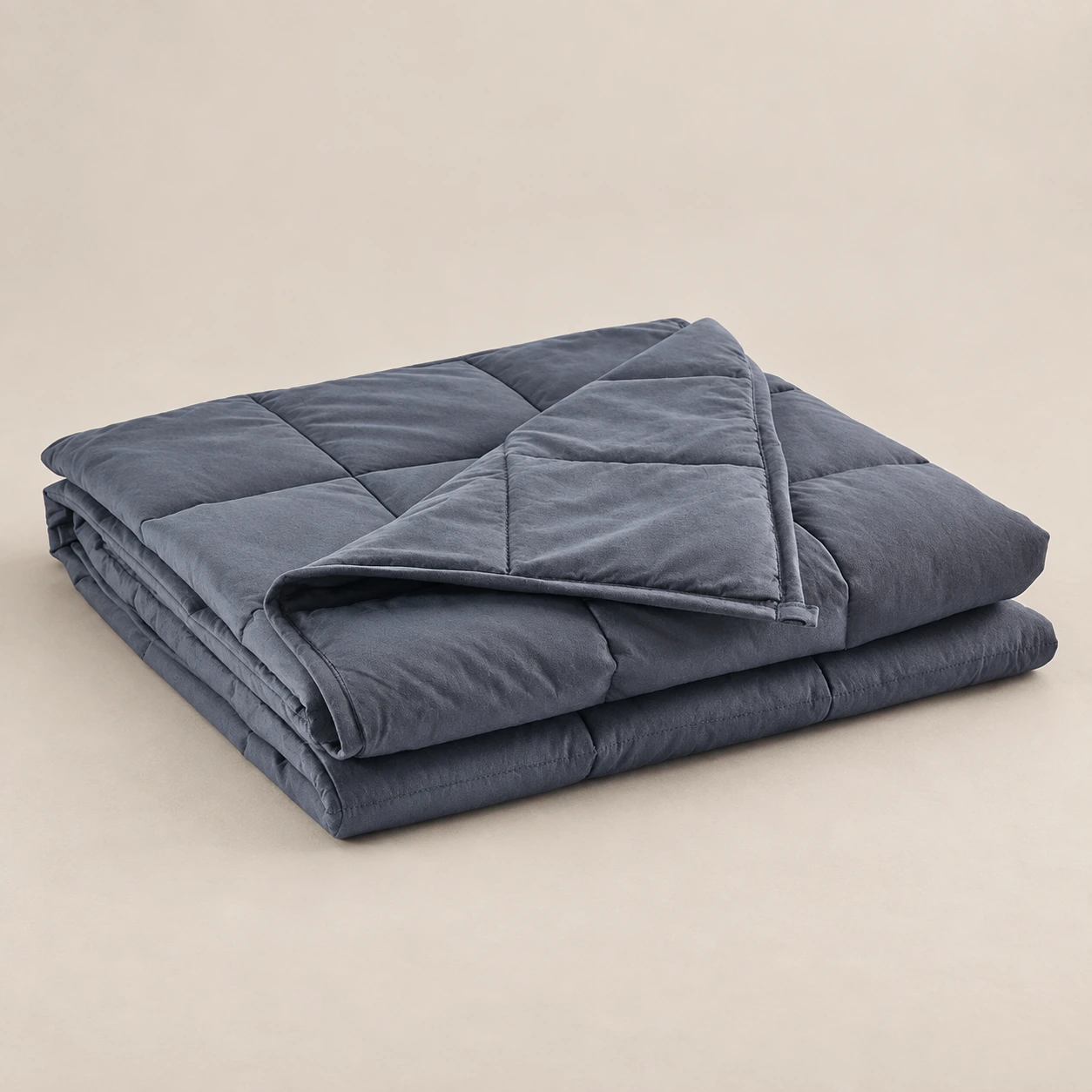 Cotton square-quilted weighted blanket