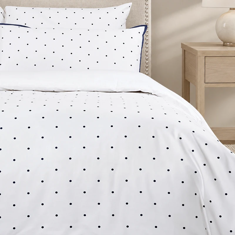 Cotton stripe-and-dot duvet cover set
