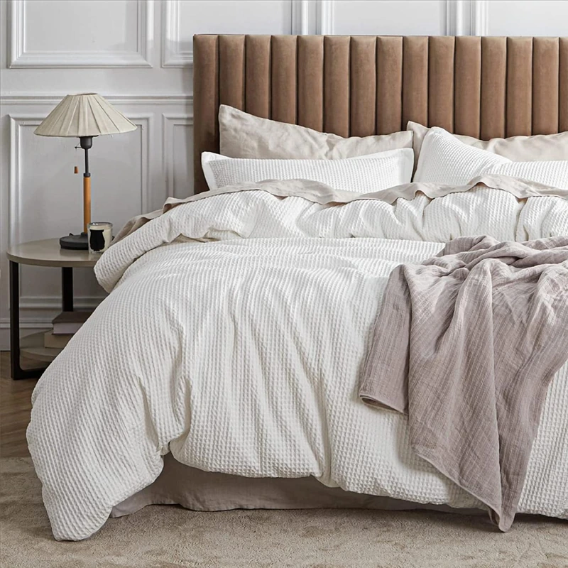 Cotton waffle duvet cover set