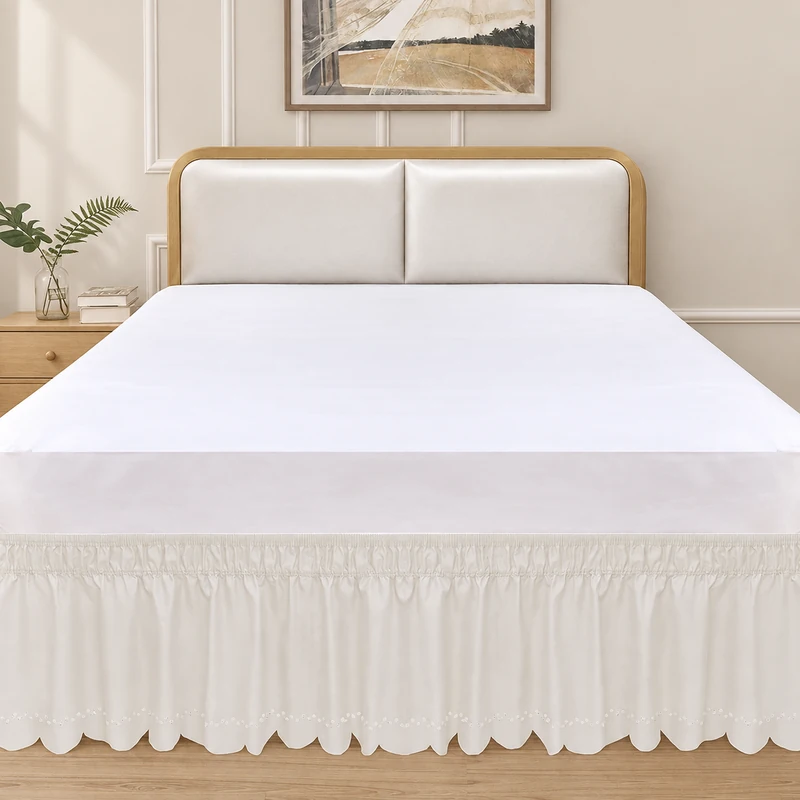 Cotton wraparound bed skirt