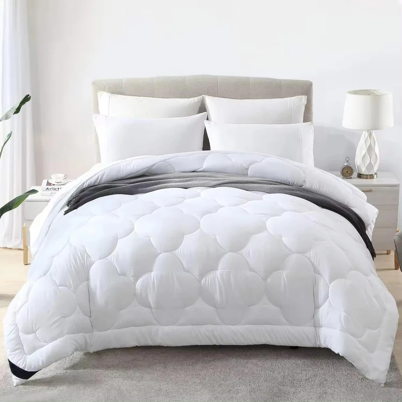 Floral-quilted fiberfill duvet