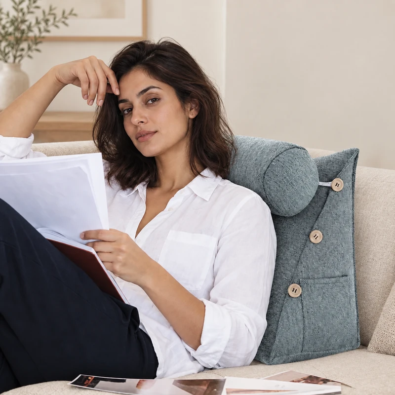 Linen reading support cushion