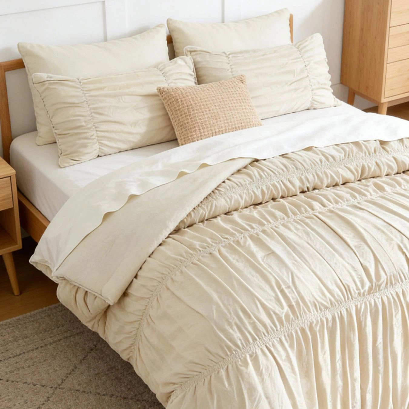 Pleated quilted comforter set