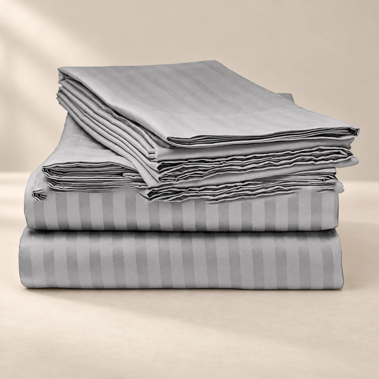 Satin-stripe jacquard fitted-sheet set