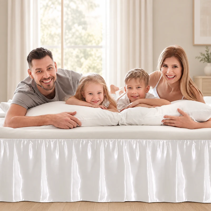 Satin wraparound ruffle bed skirt