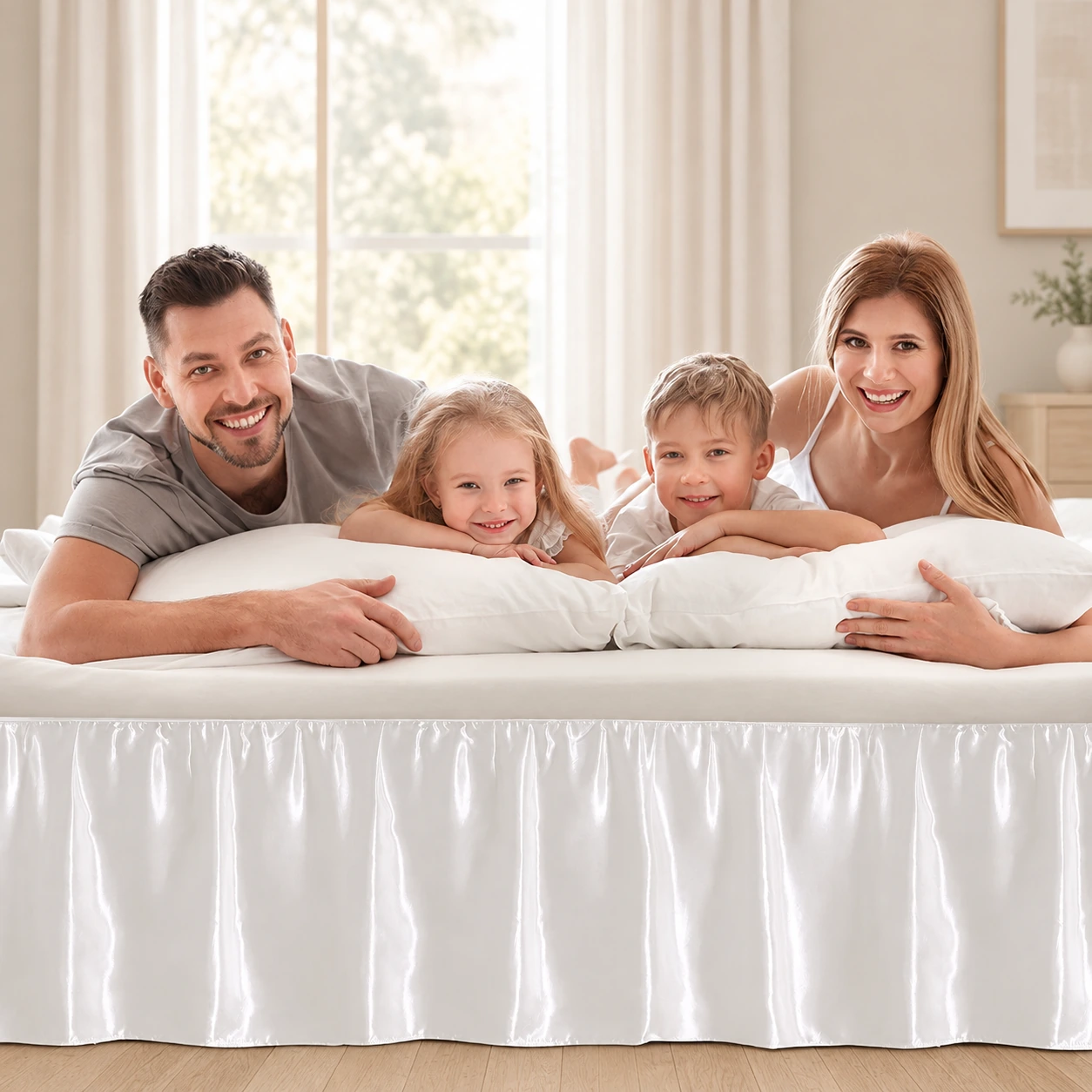 Satin wraparound ruffle bed skirt