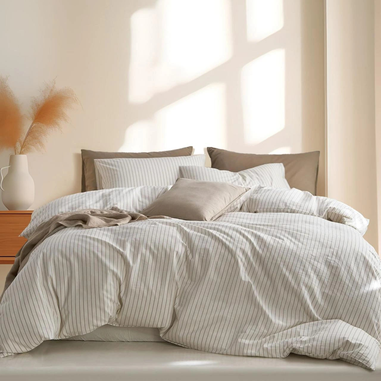 Striped cotton duvet cover set