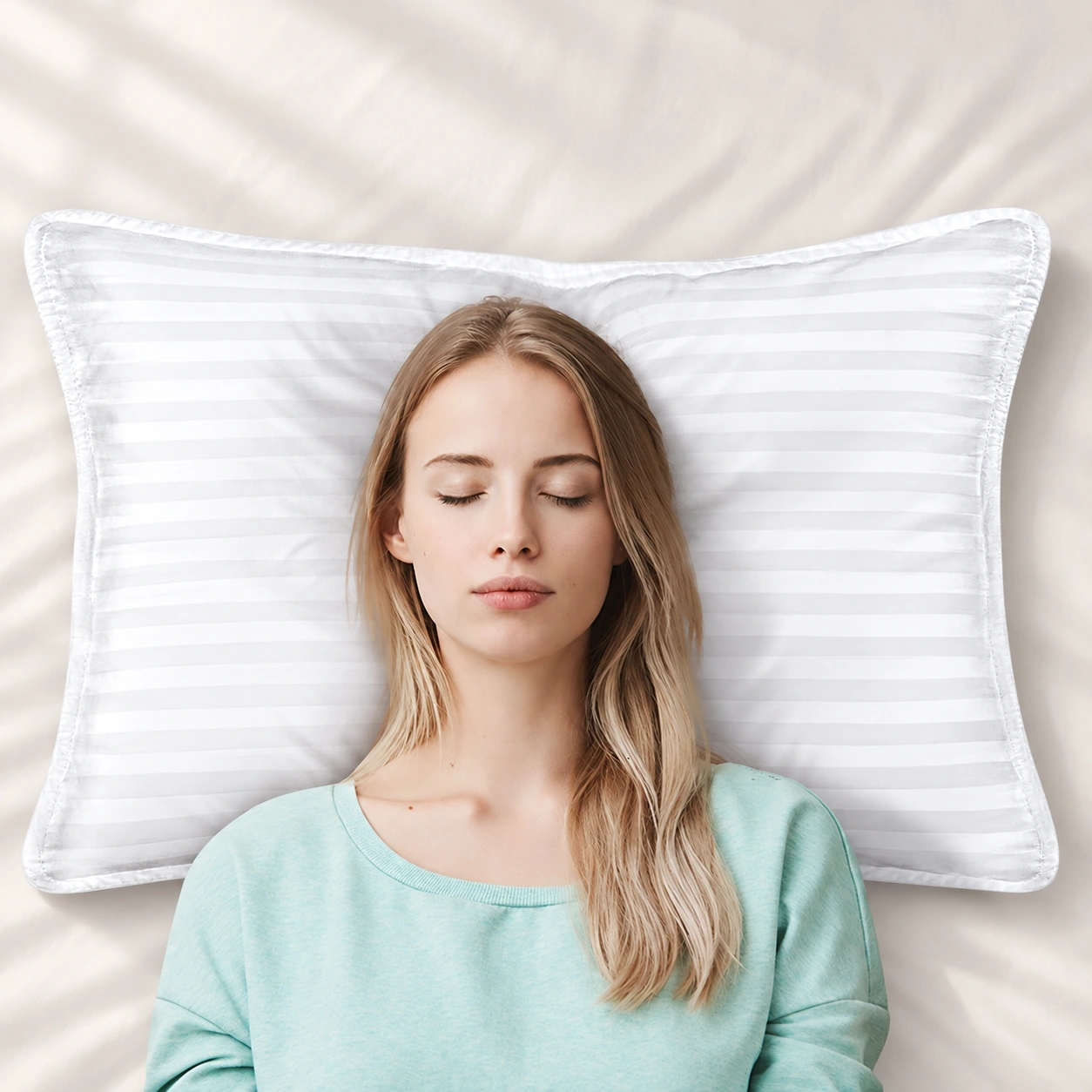 Striped fiberfill pillow