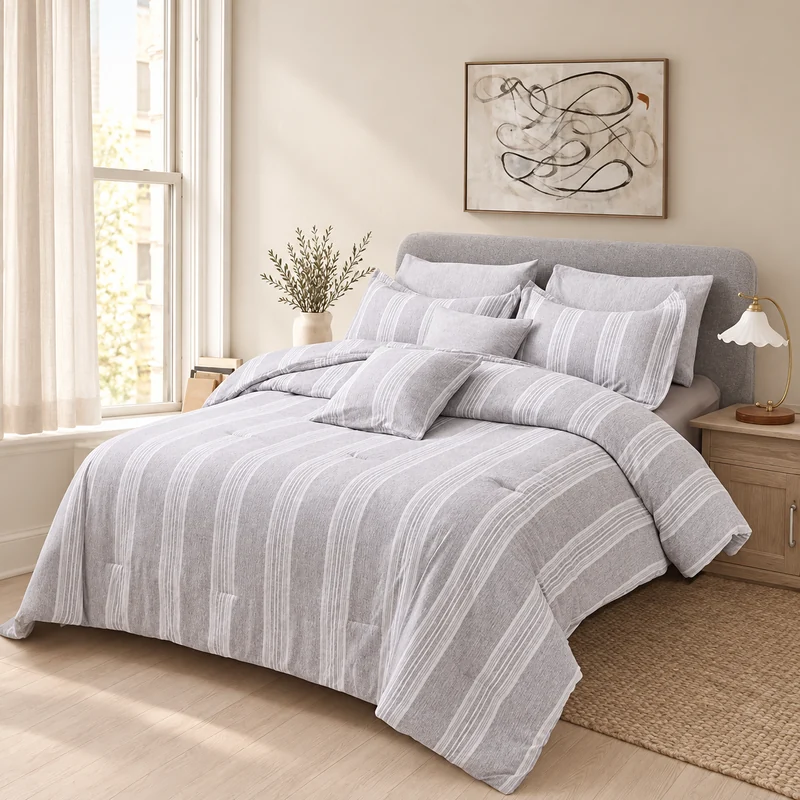 Striped polyester summer quilt