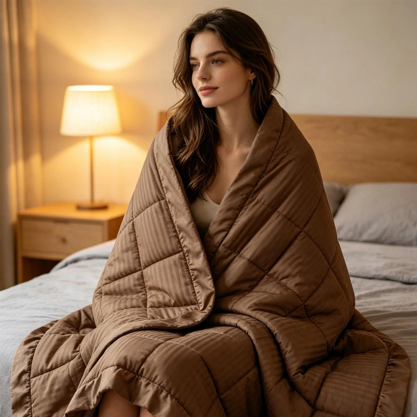 Striped polyester weighted blanket