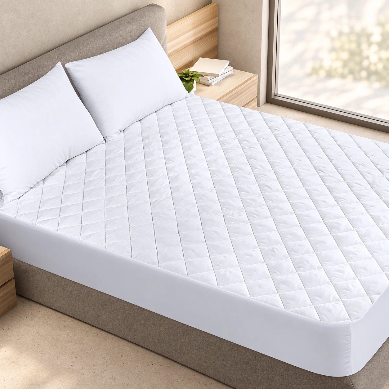 Thin bamboo-fiber mattress protector