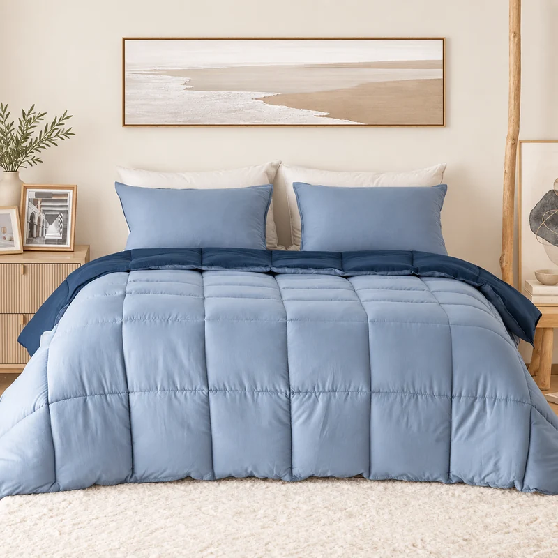 Two-tone cotton-shell duvet insert