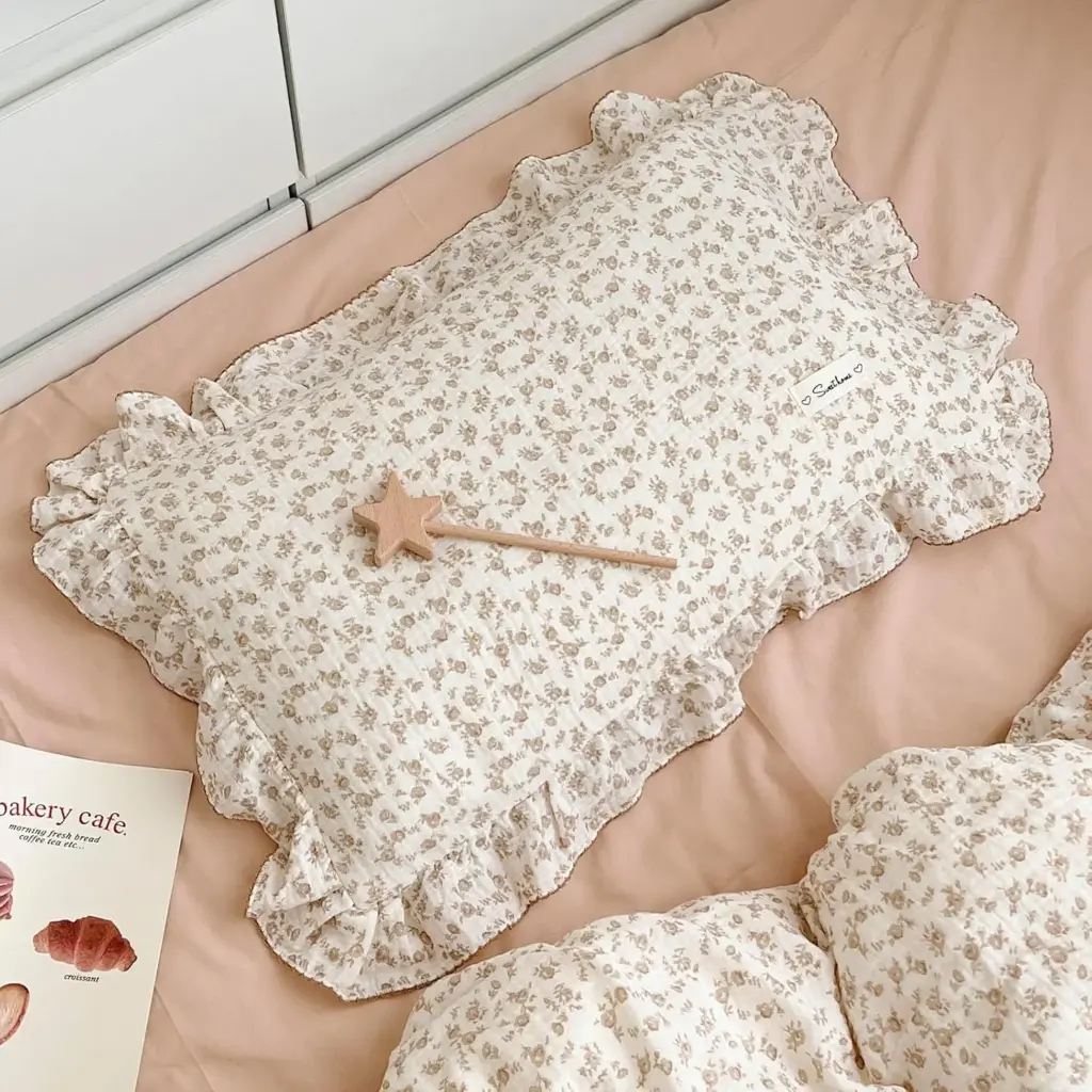 Funda de almohada de muselina de algodón Camellia para niños