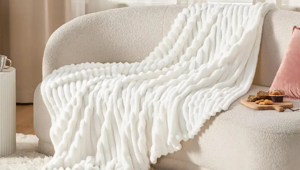 Fleece blanket on a couch