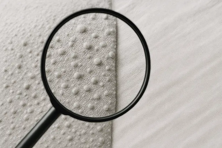 毛羽立った繊維表面と滑らかな繊維表面の顕微鏡的比較