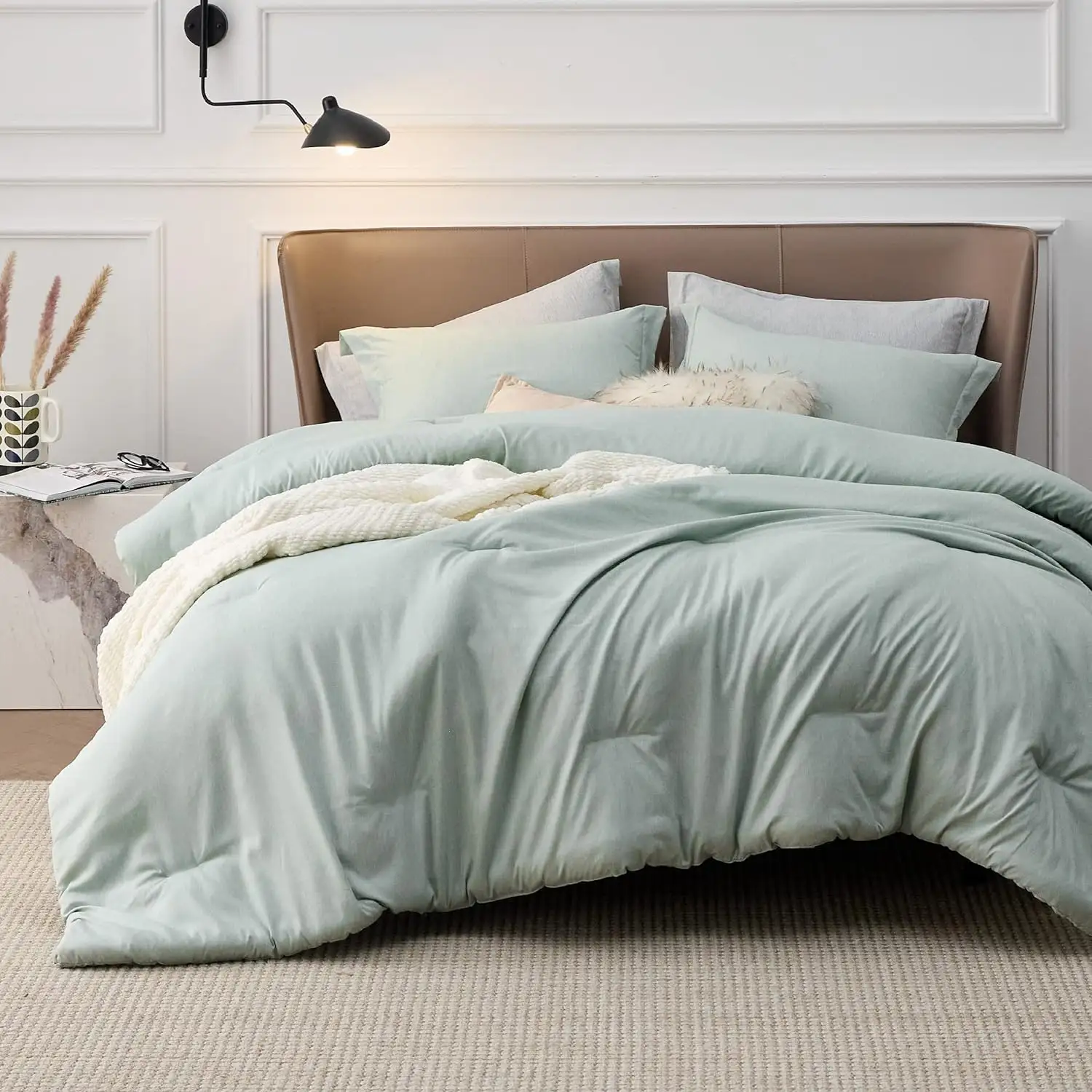 Parure de lit en microfibre hypoallergénique avec taie d'oreiller, taille Queen size, pour hôtel