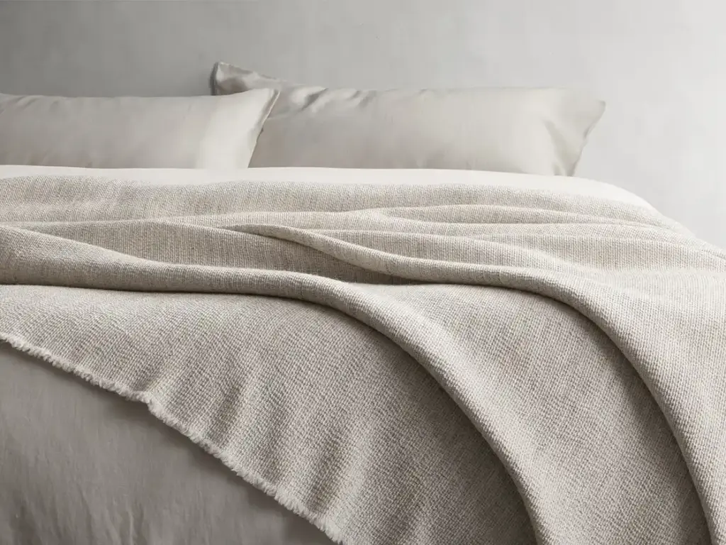 Wool blanket on a bed