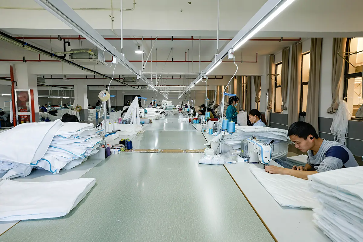 a modern bedding factory in China