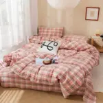 ピンクチェック柄布団カバー3点セット