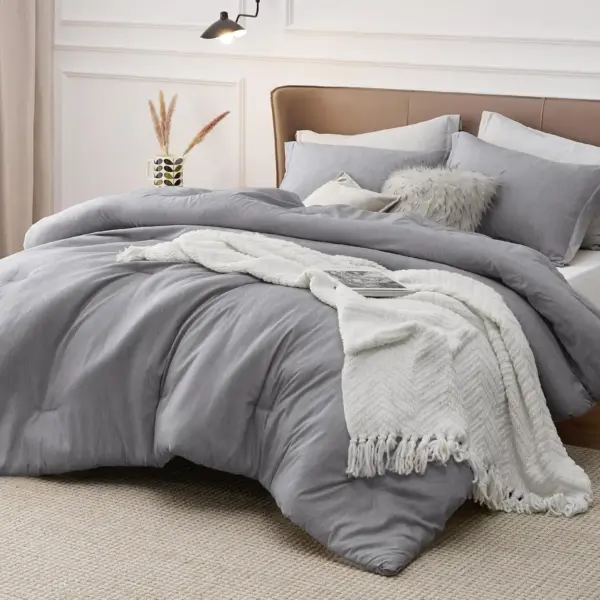 Conjunto de edredom cinza escuro de 3 peças