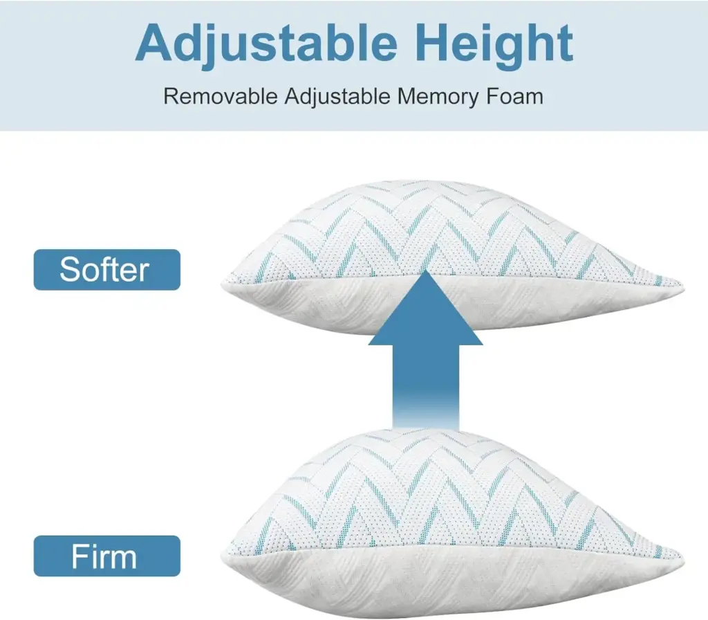 Almohada de espuma viscoelástica refrescante ajustable 5