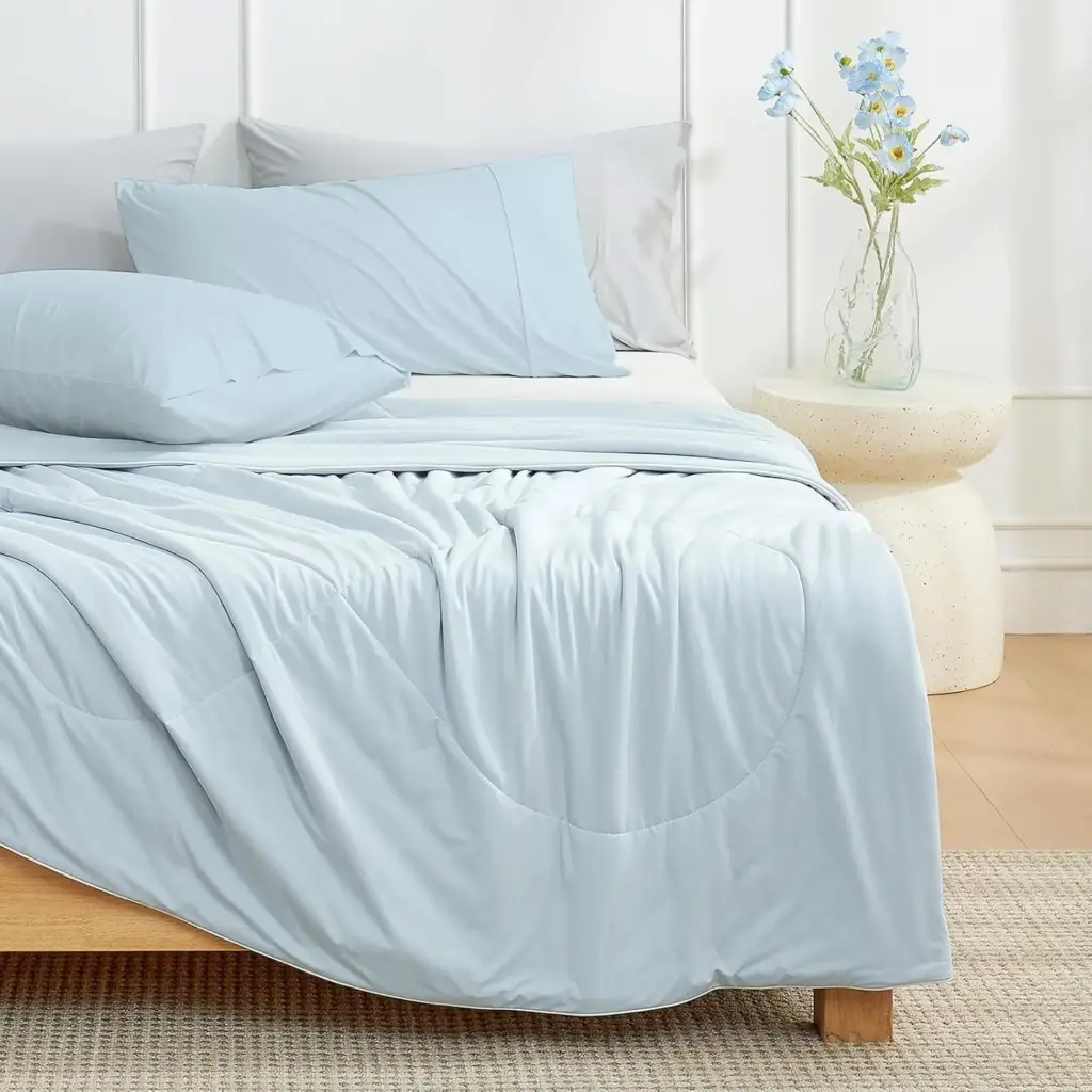 Edredón de cama de tela refrescante de nailon y elastano para quienes duermen con calor