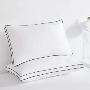 Travesseiro de plumas de ganso branco super macio 233TC de algodão