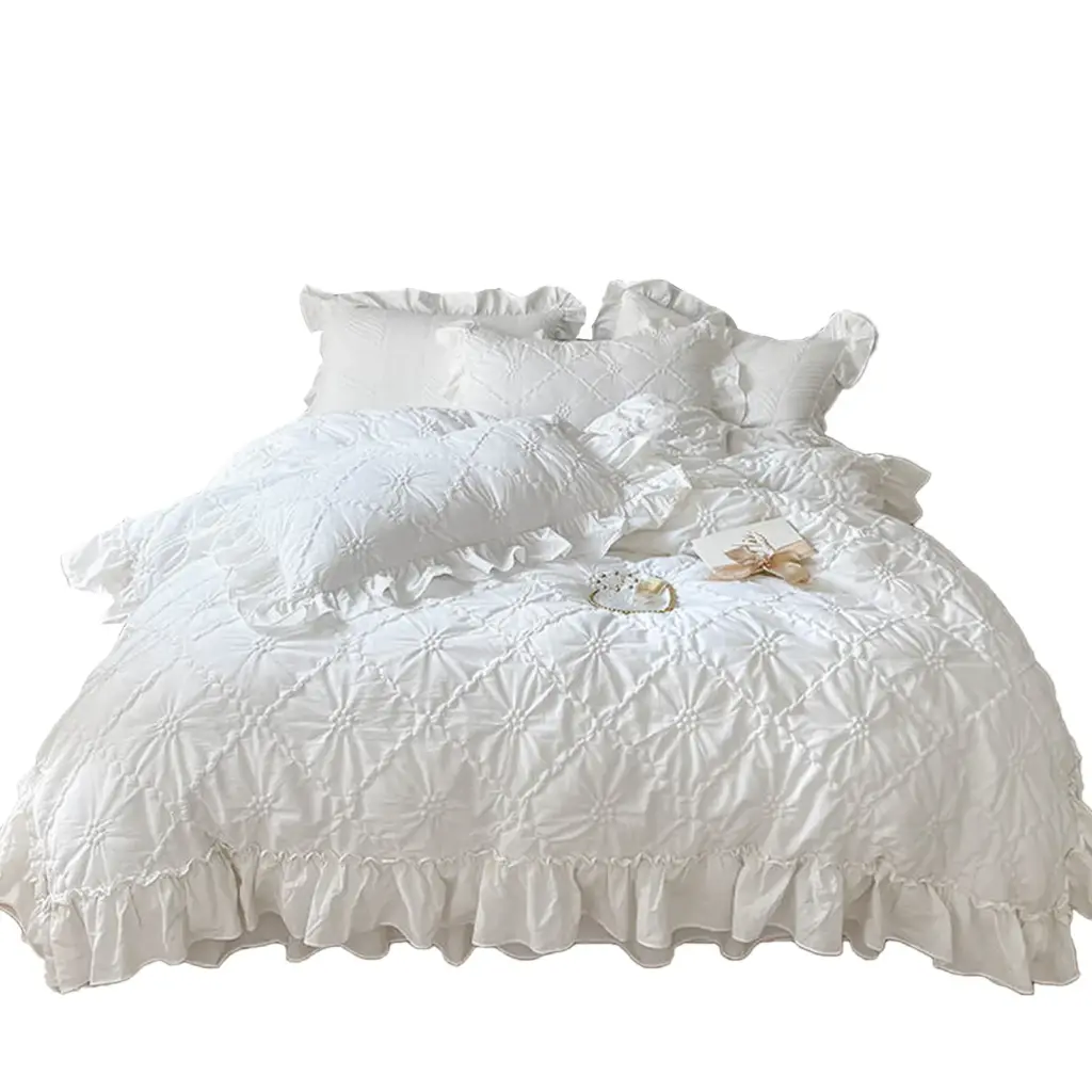 Conjunto de cama de algodão lavado em sarja