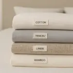 Comparison of duvet cover fabrics including cotton, linen, bamboo, and TENCEL