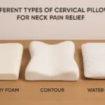 Différents types d’oreillers cervicaux pour soulager les douleurs cervicales : options en mousse à mémoire de forme, contour et à base d’eau.