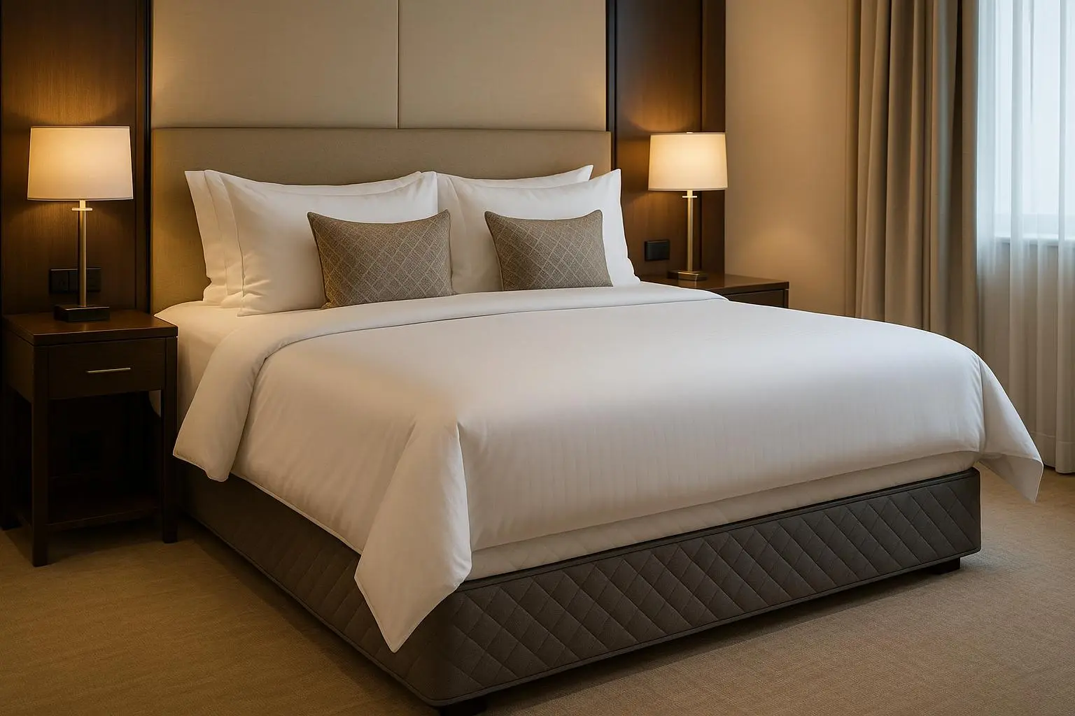 Lit d'hôtel de luxe avec matelas haut de gamme et literie de haute qualité pour un sommeil supérieur des clients