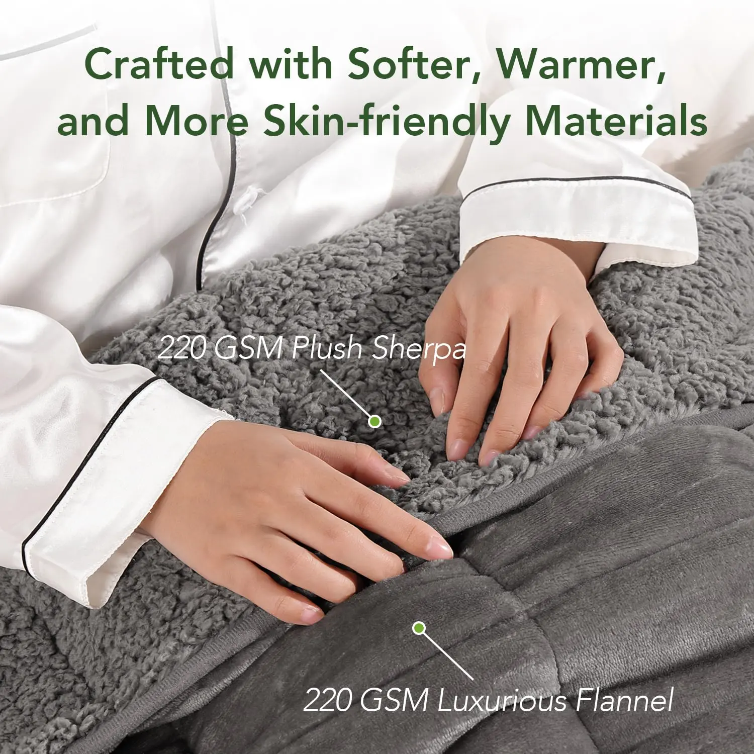 ⁦Reversible Flannel Weighted Blanket⁩ - الصورة ⁦2⁩