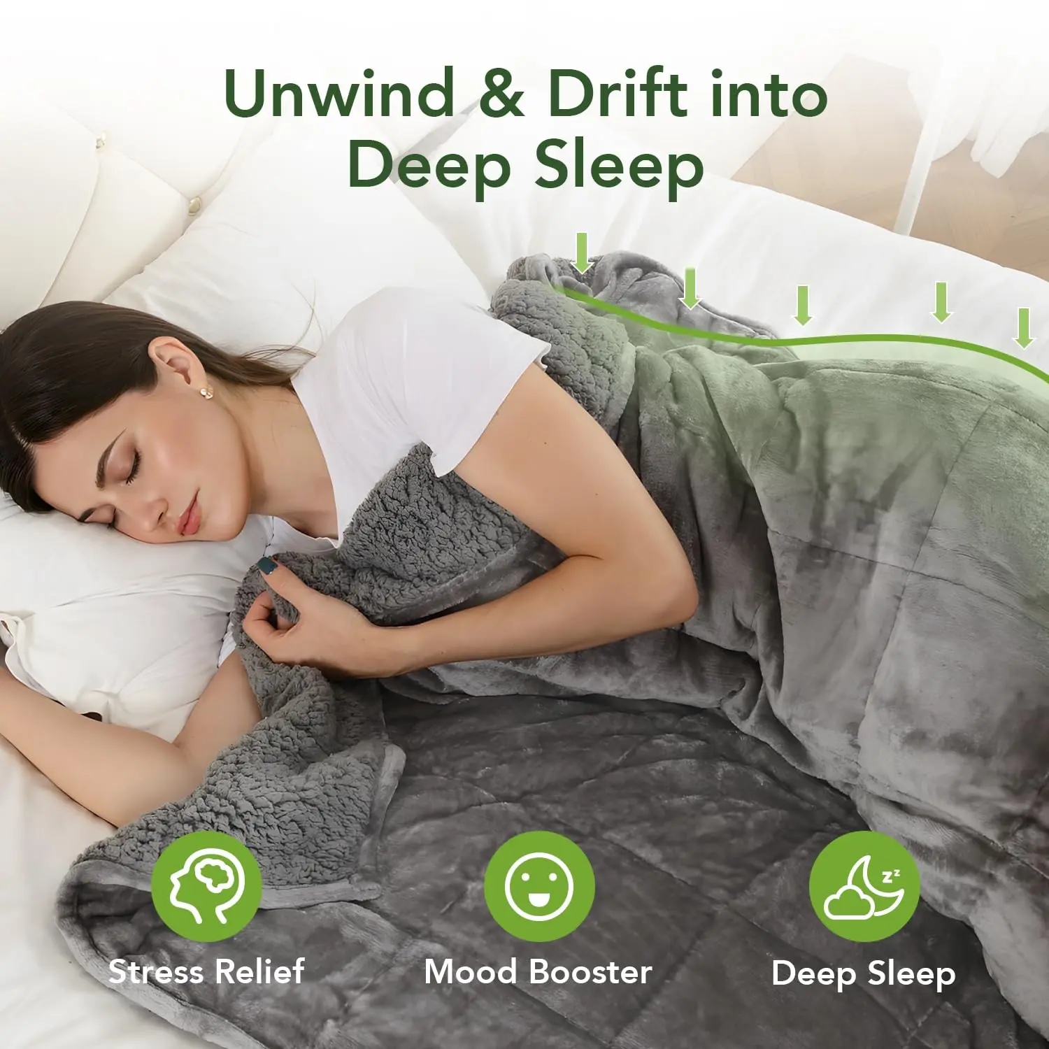 ⁦Reversible Flannel Weighted Blanket⁩ - الصورة ⁦3⁩
