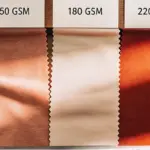 Stoffmuster mit verschiedenen GSM-Gewichten für den Textilvergleich