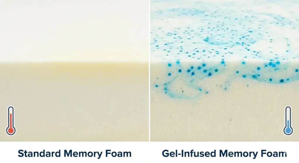 メモリーフォームとジェル入りメモリーフォームのマットレス層の比較