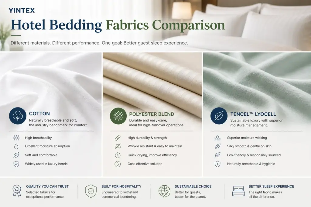 hotel bedding fabric comparison cotton polyester tencel textures