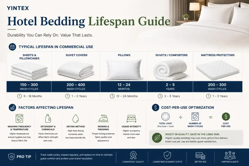 hotel bedding lifespan chart wash cycles durability comparison